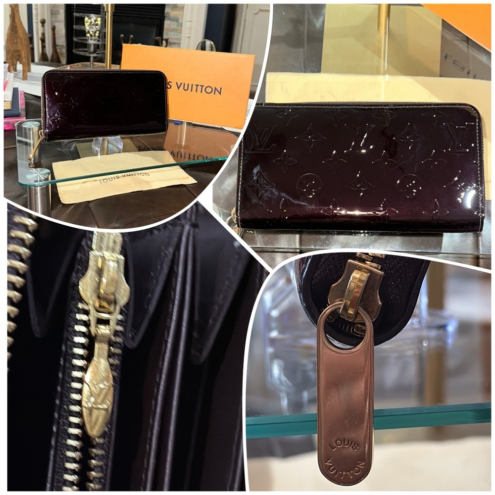 Authentic Louis Vuitton Vernis Continental Long Zip Wallet in Aubergine Purple - Picture 8 of 16